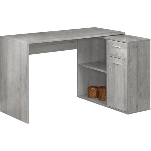 46" Computer Desk w/ Storage Cabinet in Grey